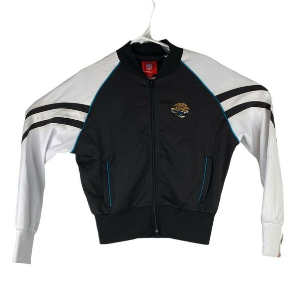 NFL Tops - Jacksonville Jaguars Ladies Small Black White Full Zip Cropped Jacket Football